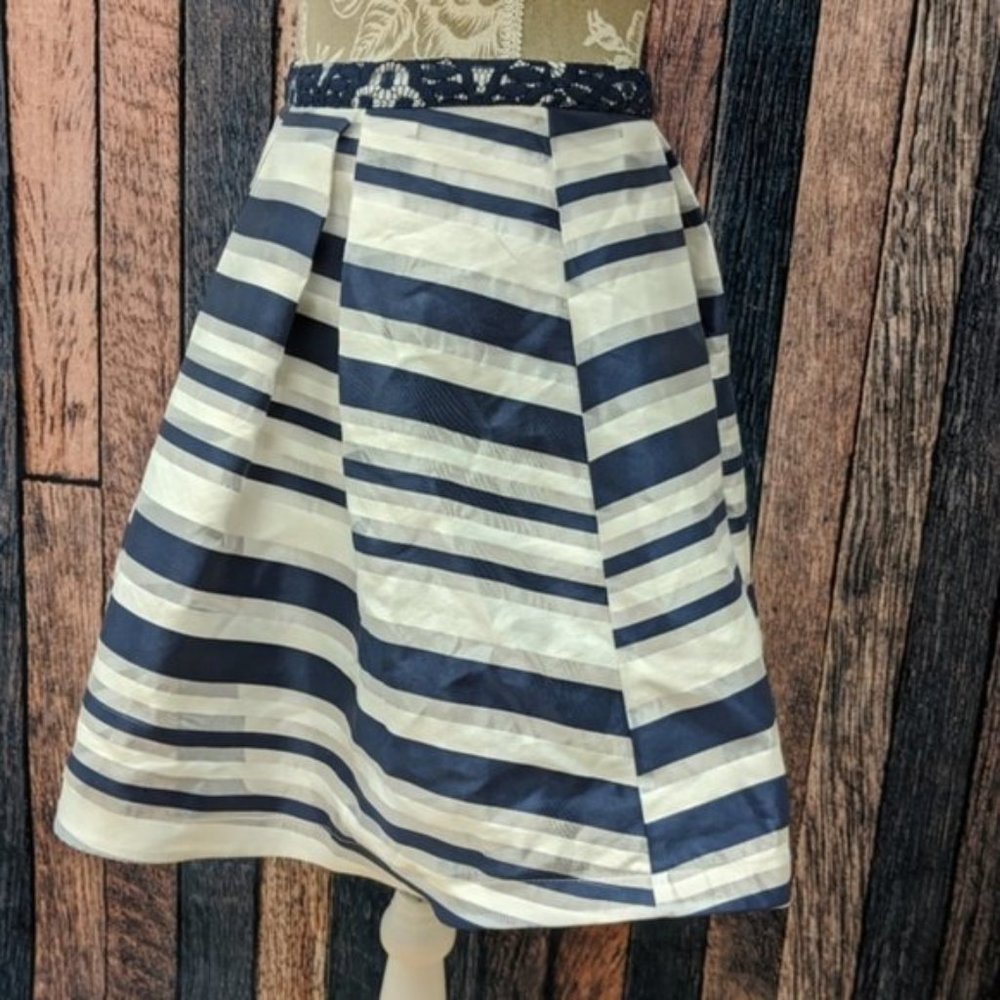 Navy and White Striped Formal Separates Skirt - Picture 3 of 6